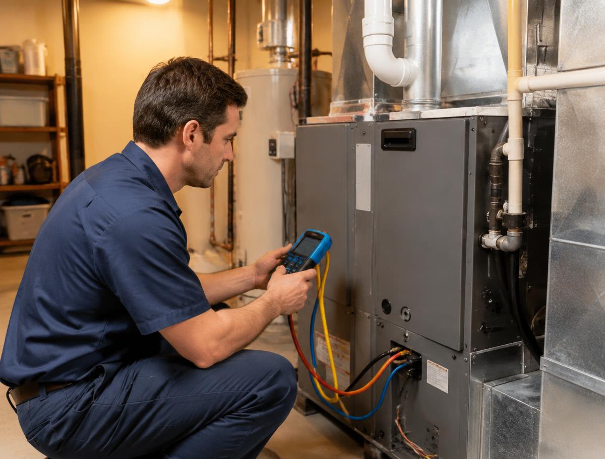Preventive Maintenance work by an HVAC technician